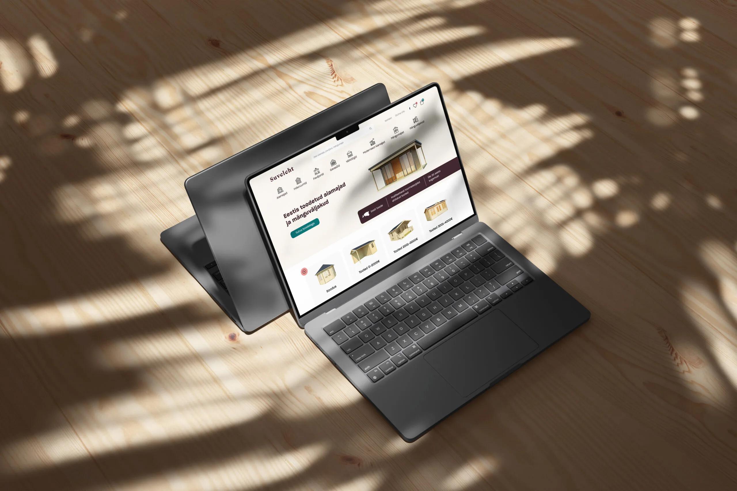 E-pood aiamajade ja mänguväljakute müügiks, millel on kaasaegne UX/UI disain, mobiilisõbralik ja lihtne navigeerida.